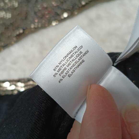 Anne Klein Women's Gold Sequin Deep V Long Sleeve Blouse Size S - Picture 10 of 10